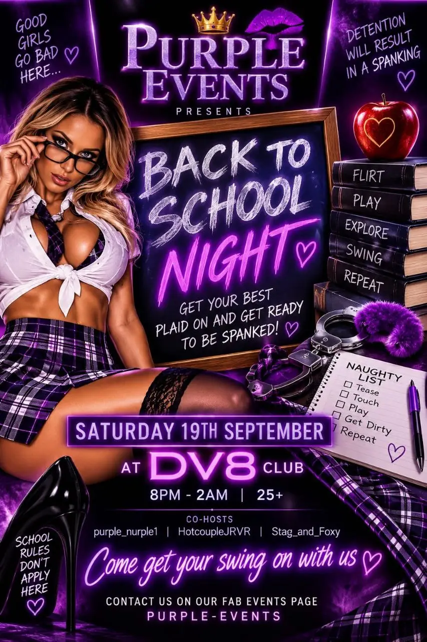 Purple Events Back to School Night at Club DV8 Kent, Saturday 19th September 2026